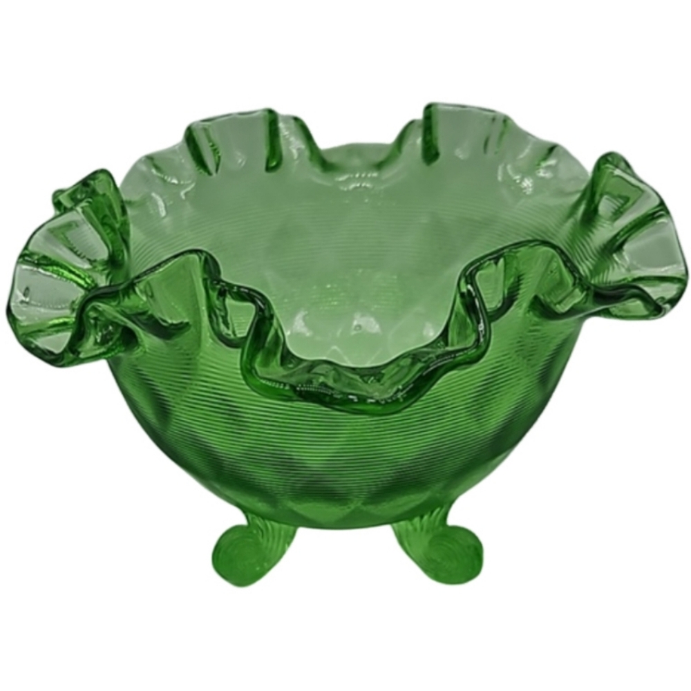 π FENTON vintage signed threaded diamond optic glass bowl - Picture 5 of 9